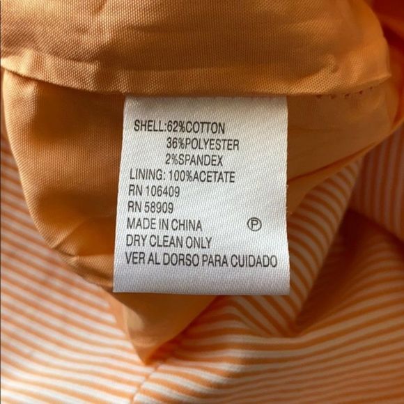 Antonio Melani sz 6 orange and white pinstripe dress/fully lined/exposed zipper - Picture 16 of 16